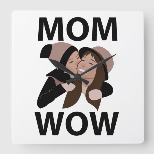 母と子 Mom スクエア壁時計 (正面)