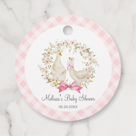 母と小さなガチョウの花赤ちゃんシャワーありがとう フェイバータグ (裏面)