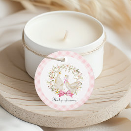 母と小さなガチョウの花赤ちゃんシャワーありがとう フェイバータグ