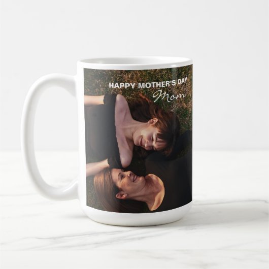 母と幸せな母の日最高の友人写真マグカップ コーヒーマグカップ (左)