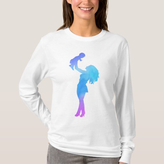 母と彼女のベビー水色 Tシャツ (正面)
