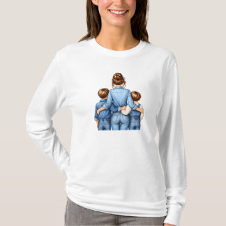 母と息子たちよ永遠に – 息子たちを抱きしめる母 Tシャツ