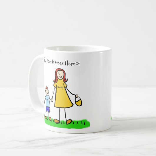 母と息子のカスタムファミリーアートコーヒーマグ コーヒーマグカップ (正面左)