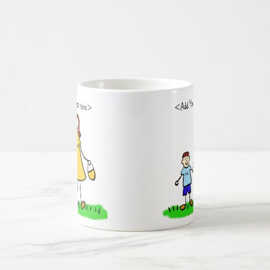 母と息子のカスタムファミリーアートコーヒーマグ コーヒーマグカップ (中央)