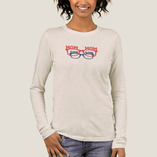 母と息子のリンクTシャツ | かわいい母息子グラフィック トライブレンドTシャツ