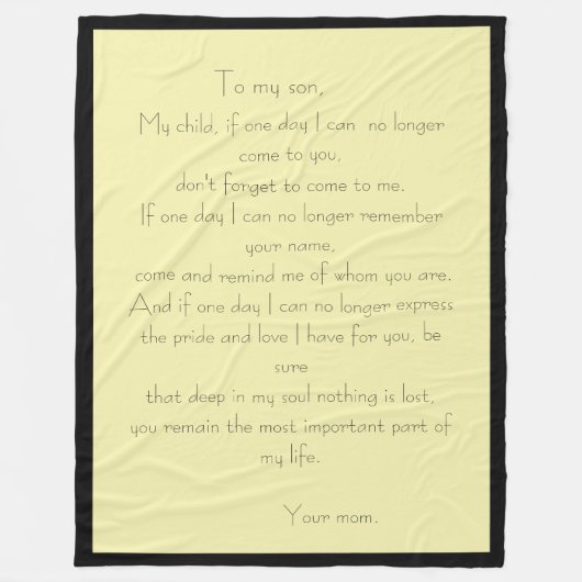 母と息子の愛のメッセージフリースブランケット フリースブランケット (正面)