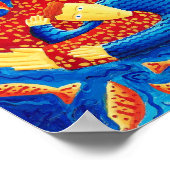 母と息子の金魚の絵のアートプリント ポスター (角)