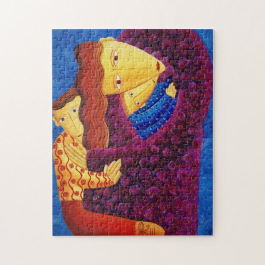 母と息子コンテンポラリー家絵画の ジグソーパズル (縦)