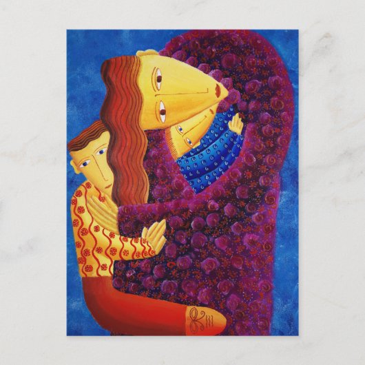 母と息子絵画の ポストカード (正面)