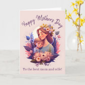 母と息子　ハッピー マザーズデー カード (黄色い花)