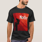 母と惑星とハートのシルエット デザイン Tシャツ (正面)