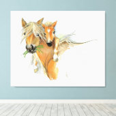 母と愛と馬と敵の心地よい キャンバスプリント (インサイチュ (ウッドフロア))