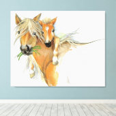 母と愛と馬と敵の心地よい キャンバスプリント (インサイチュ (ウッドフロア))