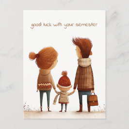 母と父と手を携える少年 ポストカード