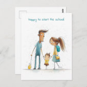 母と父を連れた女学生 ポストカード (正面/裏面)