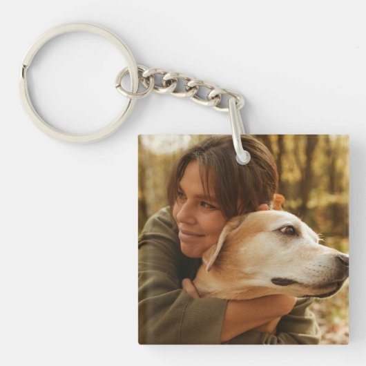 母と犬の写真 キーホルダー (正面)