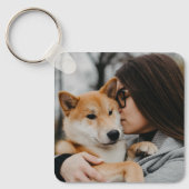 母と犬の写真 キーホルダー (正面)