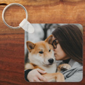 母と犬の写真 キーホルダー (正面)