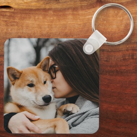 母と犬の写真 キーホルダー (裏面)