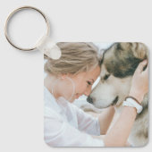 母と犬の写真 キーホルダー (正面)