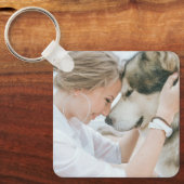 母と犬の写真 キーホルダー (正面)