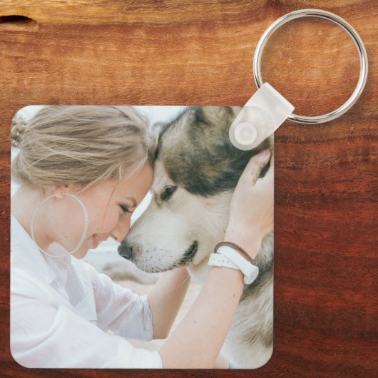 母と犬の写真 キーホルダー (裏面)