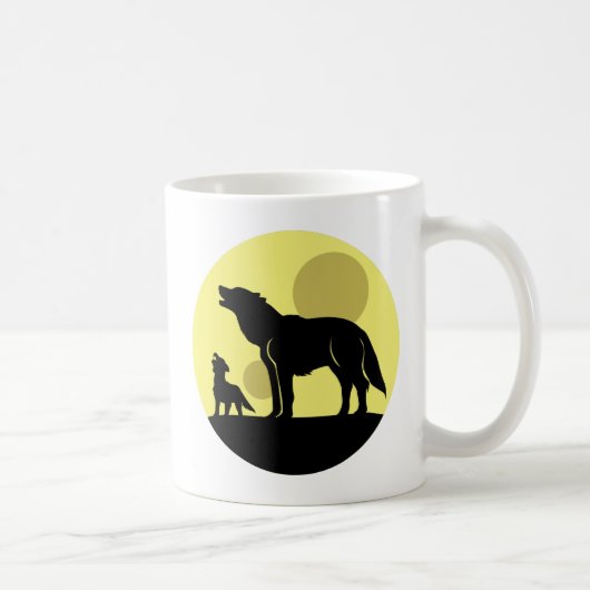 母と狼の子犬 コーヒーマグカップ (右)