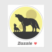 母と狼の子犬 シール (シート)