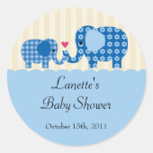 母と男の赤ちゃん象の好意ステッカー ラウンドシール (正面)