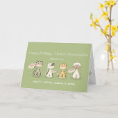 母と祖母の誕生日4匹の猫 – 名前をカスタムする カード (黄色い花)