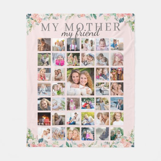 母と私の友人の写真コラージュ母の娘 フリースブランケット (正面)