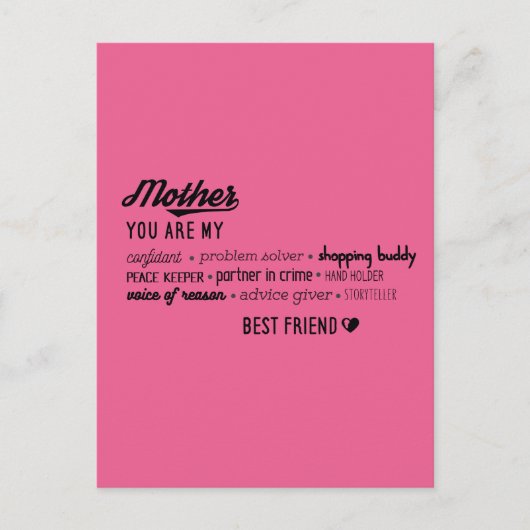 母と私の親友最高の ポストカード (正面)
