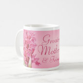 母と素晴らし友人のピンクのオーキッドマグカップ コーヒーマグカップ (正面左)