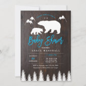 母と素朴ベビークマ赤ちゃんシャワー招待状 招待状 (正面)