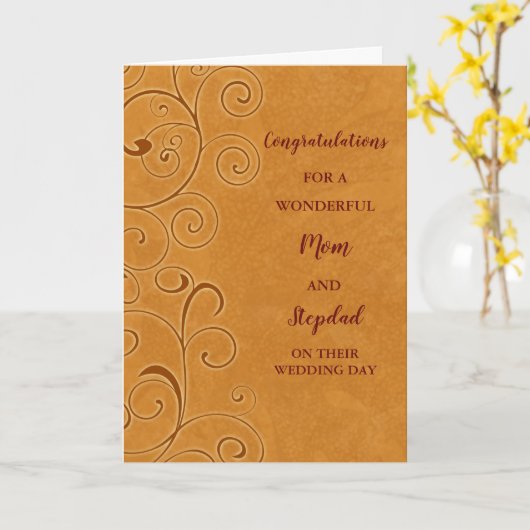 母と義父の結婚式の日おめでとう カード (黄色い花)