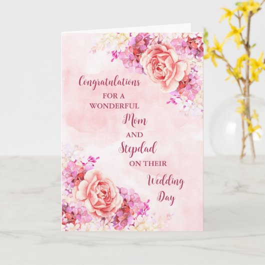 母と義父の結婚式の日おめでとう カード (黄色い花)