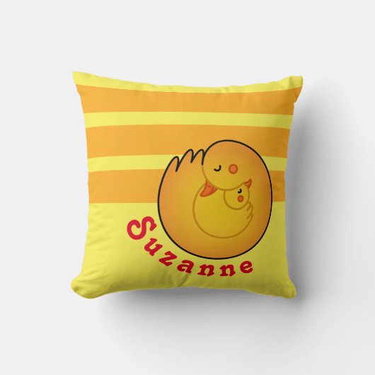 母と赤ちゃんのアヒル クッション (正面)
