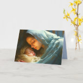 母と赤ちゃんクリスマスカード カード (黄色い花)