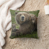 母と赤らむヒグマ クッション (ブランケット)