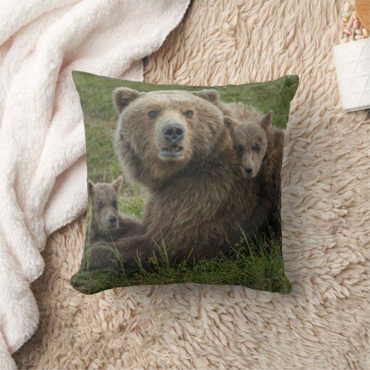母と赤らむヒグマ クッション (ブランケット)