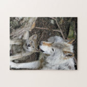 母と赤ん坊の動物ウルフ写真動物 ジグソーパズル (横)