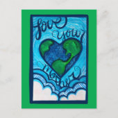 母なる地球の日のハートを愛自然する シーズンポストカード (正面)