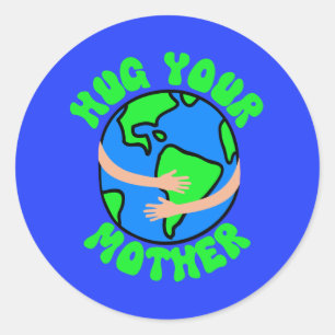 母なる地球、地球の日、母の日を抱き締める ラウンドシール