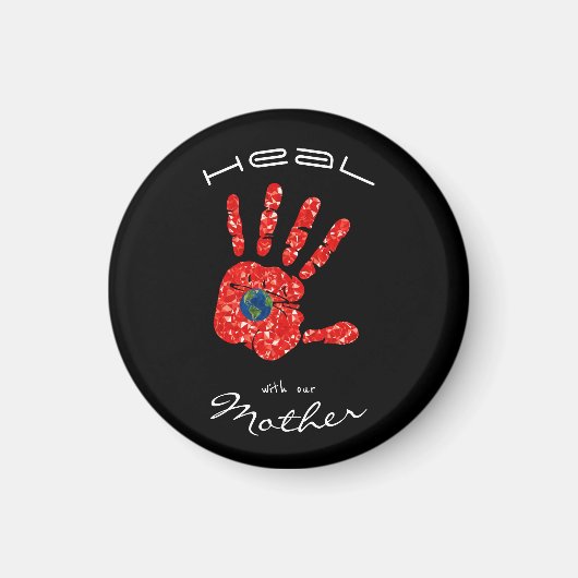 母なる地球MMEWブラックで癒す マグネット (正面)