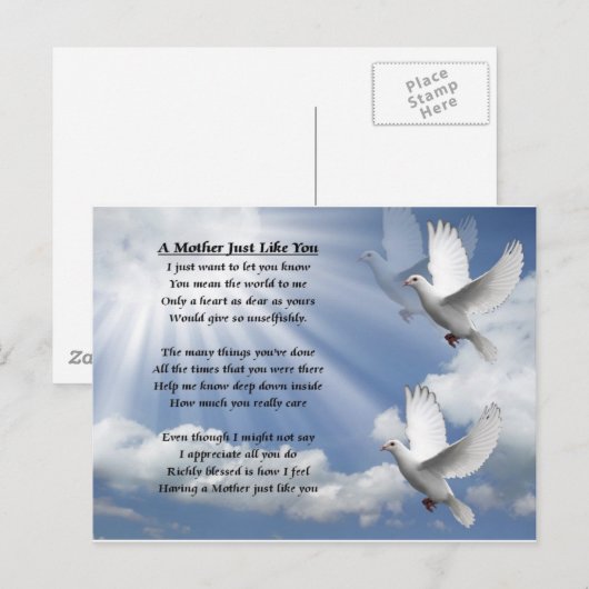 母なる詩 – ハト ポストカード (正面/裏面)