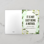 「母になることは簡単ではない」 – 金の女の子 箔グリーティングカード (外側レイダウン)