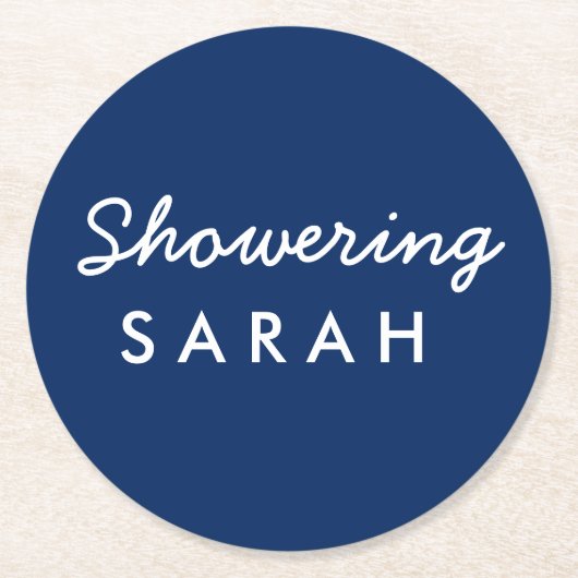 母になるべきベビーシャワーを見せるコースター海軍 ラウンドペーパーコースター (正面)