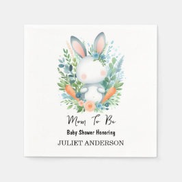 母になるイヤホップブルーピンクバニーベビーシャワー スタンダードカクテルナプキン