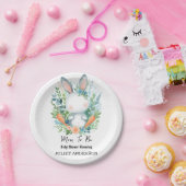 母になるイヤホップブルーピンクバニーベビーシャワー ペーパープレート (パーティー)