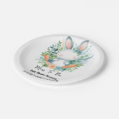 母になるイヤホップブルーピンクバニーベビーシャワー ペーパープレート (アングル)